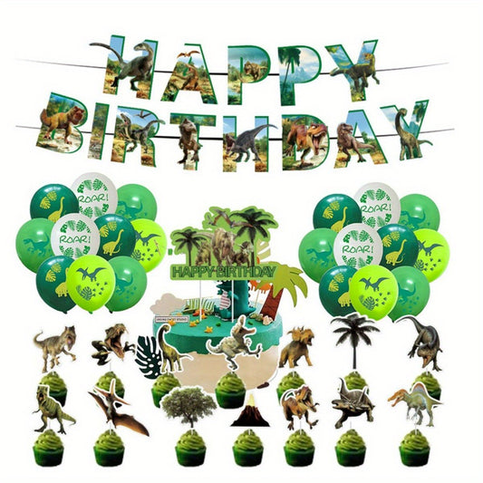 46pcs Dinosaur Birthday Party Decorations Cake Topper, Balloons for Kids