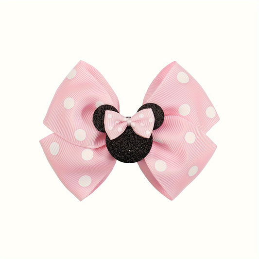 Kids Polka Dot Cartoon Bow Hairpin Sweet Hair Accessory Sequins Girl Clip