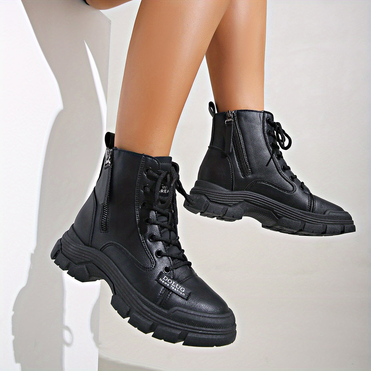 Women's Lace Up Outdoor Boots Thick Bottom Shoes