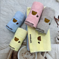 4pcs Bear Embroidered Face Cleaning Towels