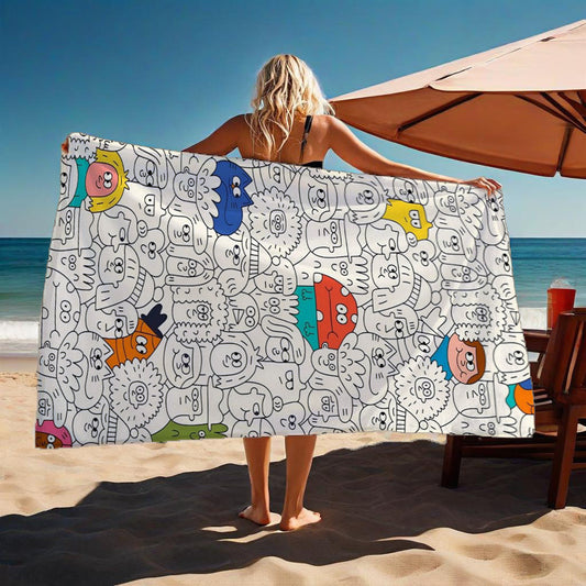 Cartoon People Collection Soft Warm for Sofa Bed Travel Living Room