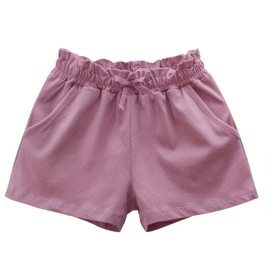 Toddler Girls Paperbag Waist Bow Cotton Track Shorts
