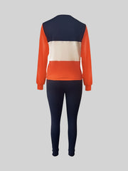 Casual Two piece Set Block Long Sleeve T shirt & Skinny Pants