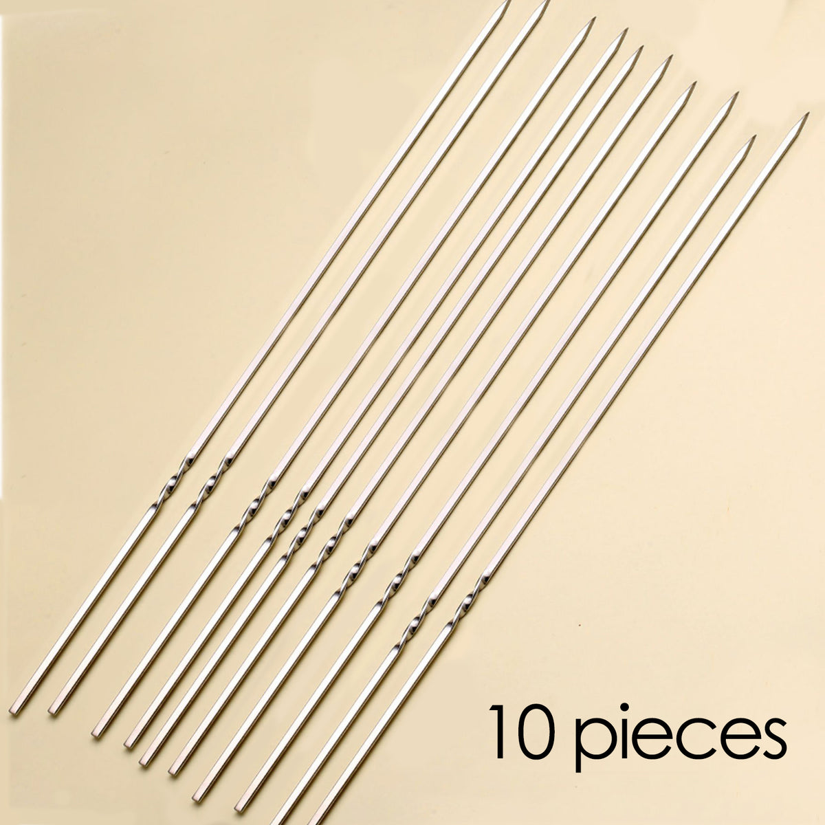 10pcs Stainless Steel BBQ Skewers for Kebab & Camping