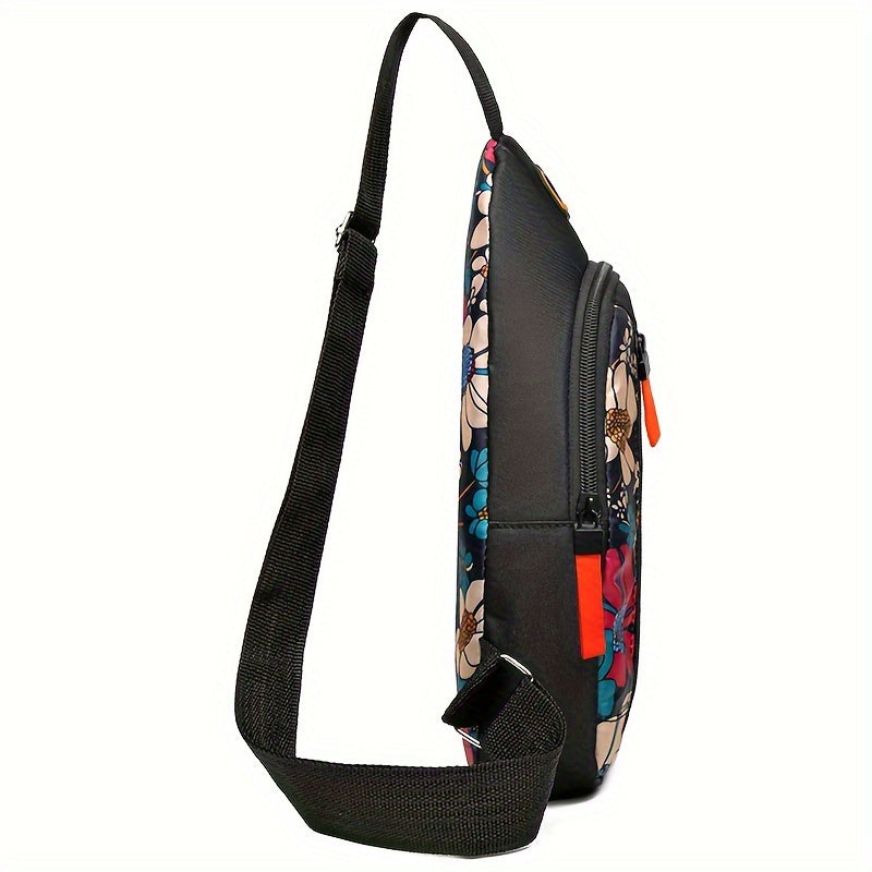 Floral Print Sling Backpack Nylon Crossbody Bag