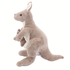 Plush Gray Kangaroo Toy - Realistic Stuffed Animal