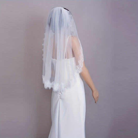 Floral Pattern 1m Bridal Veil Soft & Comfortable Wedding Veil for Women