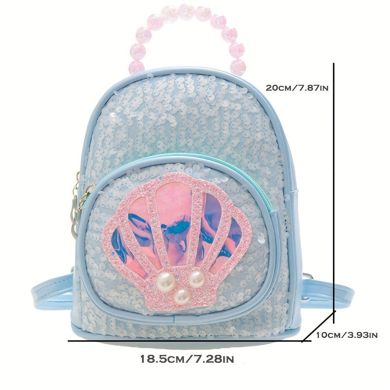 Sequins Backpack for Kids Faux Pearl Handle Bag