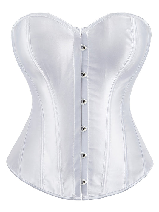  Corset Satin Lace Up Boned Overbust Tummy Control Body Shaper Bustier