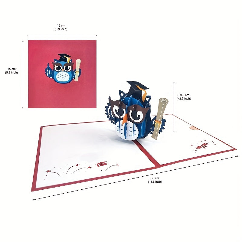 3D Doctor Owl Graduation Card GraduationCap and Diploma Card