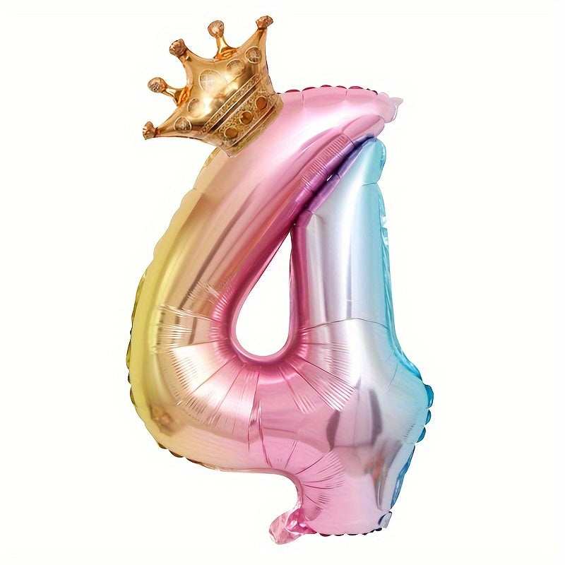 32 inch Gradient Crown Number Balloon Set