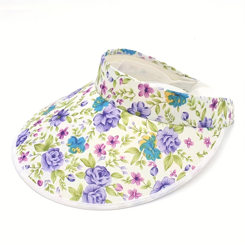 2pcs Floral Print Sun Visor Hat UV Protection Summer Travel Sun Visors
