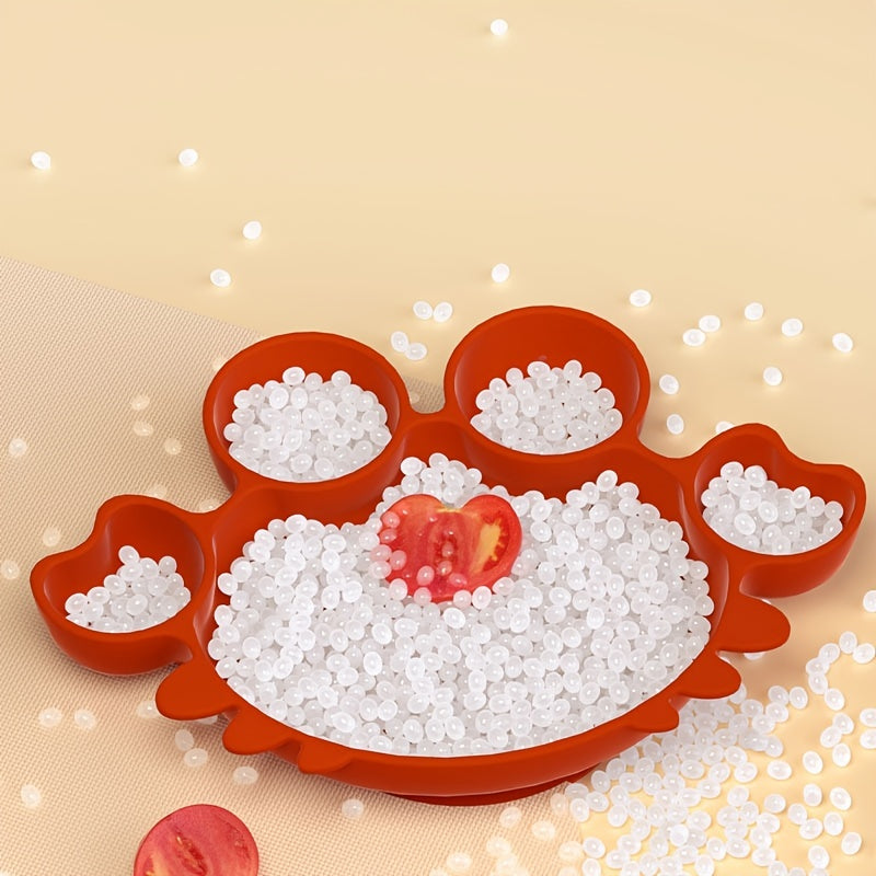 Colorful Small Crab Silicone Dinner Plate for Kids Red & Yellow