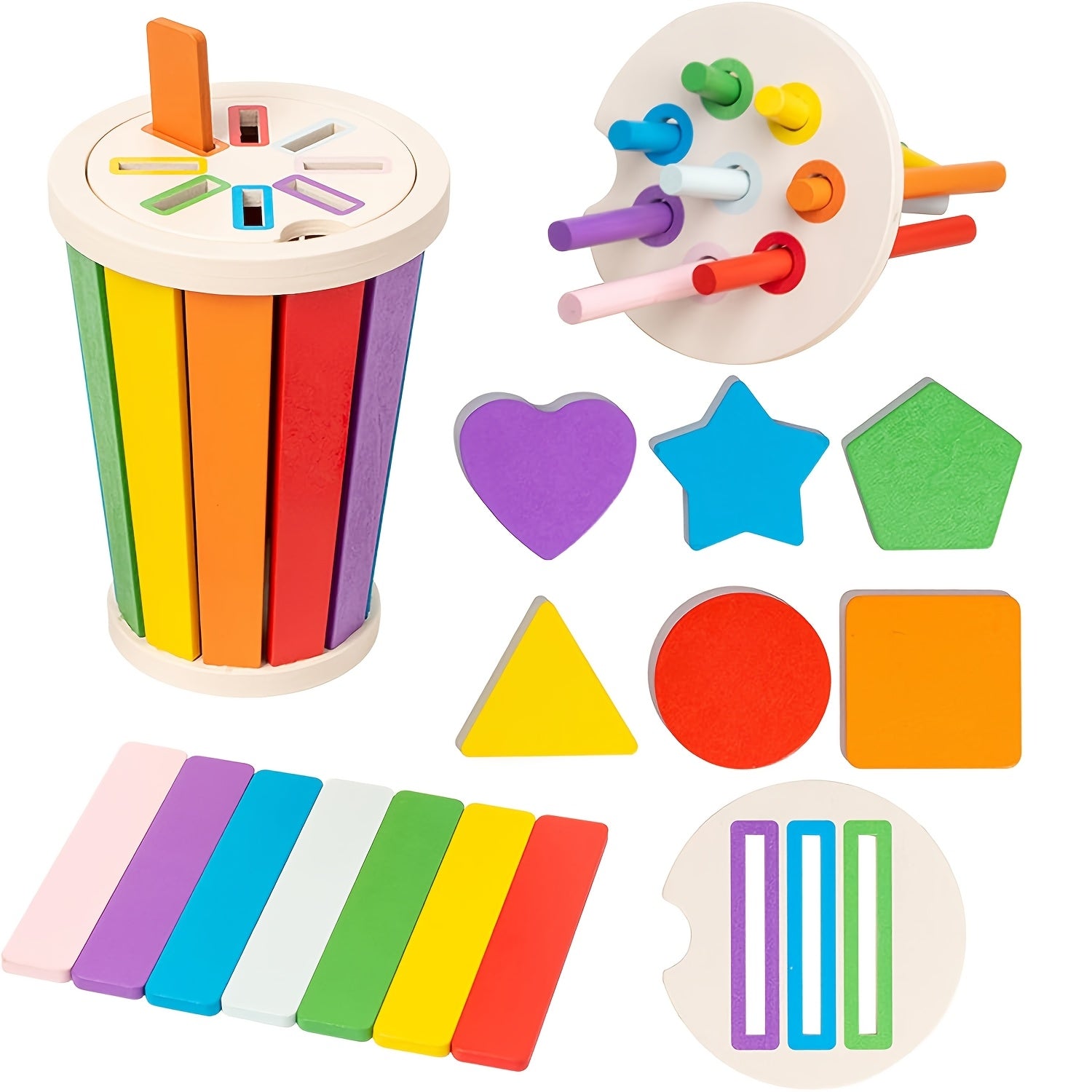 Wooden Shape Sorter Toy for Toddlers Educational Learning Set