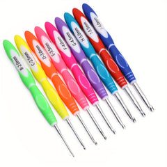 9pcs Crochet Hooks Set with Soft Grip Handles for Yarn Craft