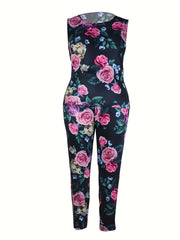  Rose Print Tank Top & Pants Outfit Set