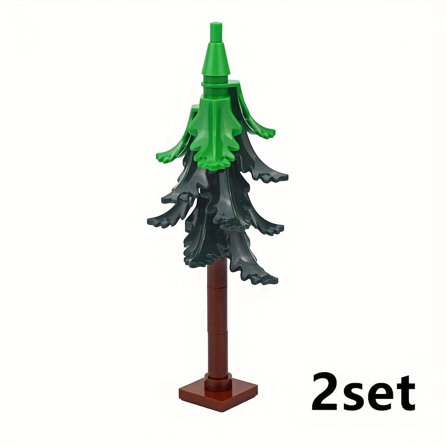 Winter Tree Bush Fir Leaf Street House Decoration Building Blocks