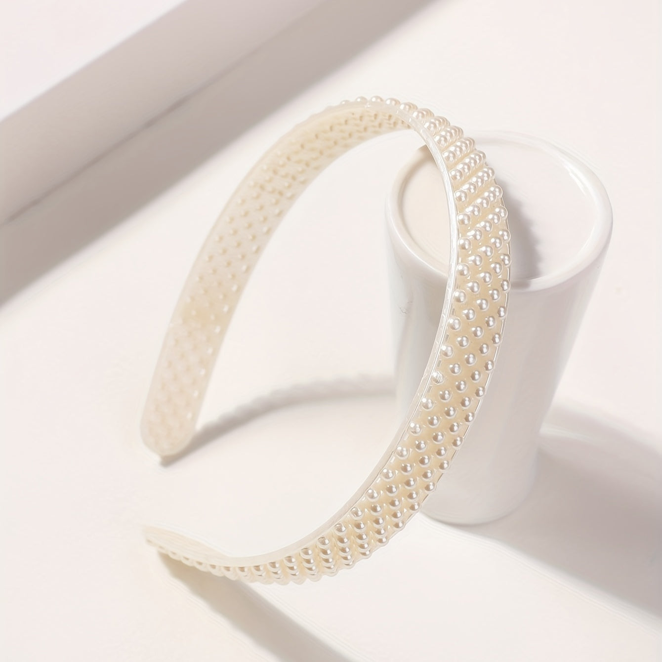 Faux Pearl Headband Wide Bridal Headdress Hair Band Wedding Party