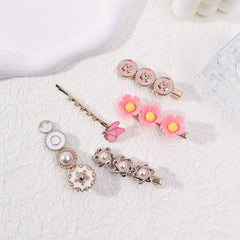 5pcs Pearl Rhinestone Flower Hairpin for Hair Bangs Braids