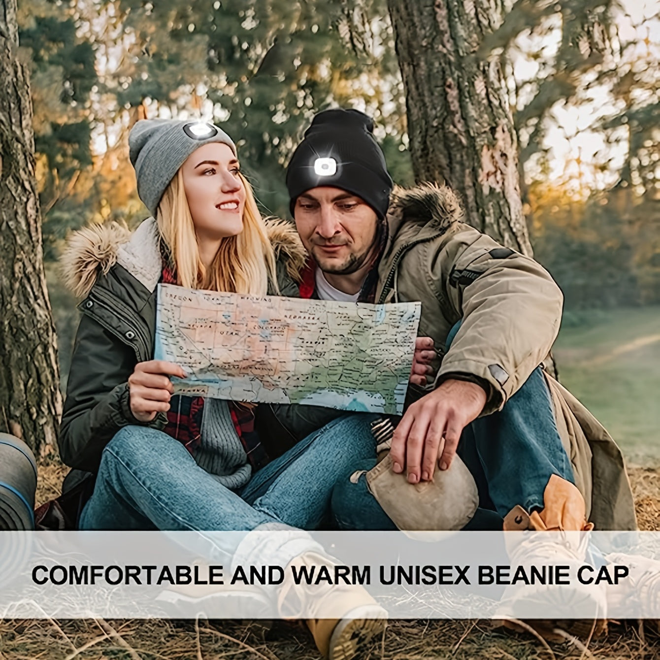 Unisex Beanie Hat with LED Light Hands-Free Headlamp