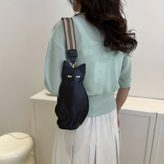Cat Shaped Chest Bag Crossbody Bag With Wide Strap