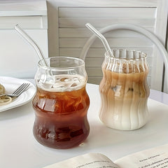 2pcs Glass Cups With Straws for Home and Office