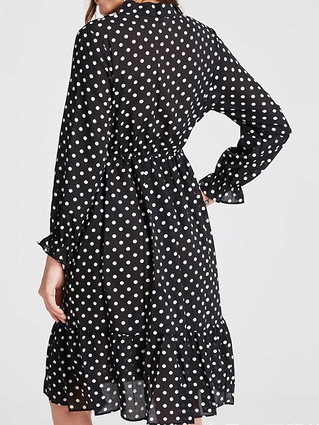 Polka Dot Print Bow Front Maxi Dress Plus Size Women's Long Dress