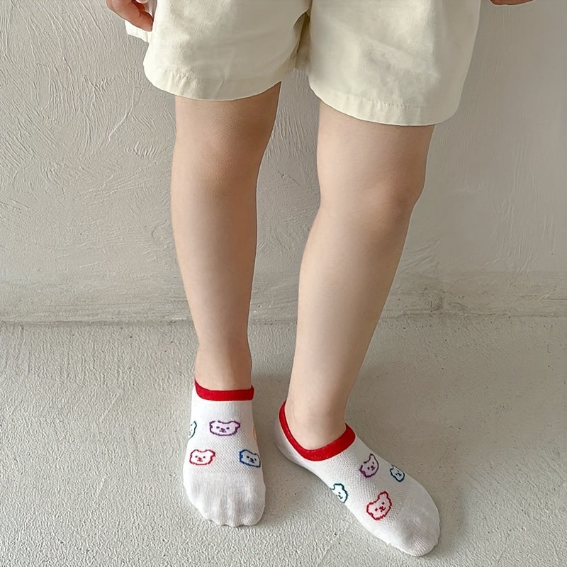 5 Pairs Girls Stripes Bear Boat Socks Spring Autumn