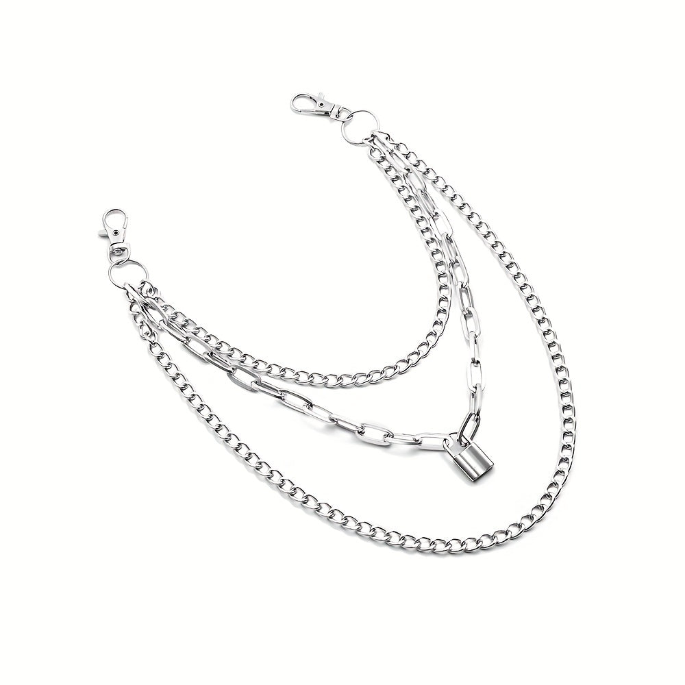 Lock Pendant Multilayer Metal Chain Pants Chain Men's Waist Chain