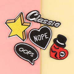 5pcs Girls Star Letter Embroidered Badge DIY Decorative Accessories for Clothes