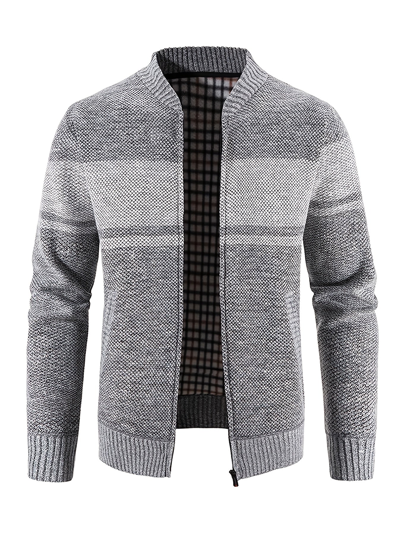 Men's Cable Knit Turtleneck Sweater Full Zip Jacket