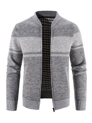 Men's Cable Knit Turtleneck Sweater Full Zip Jacket