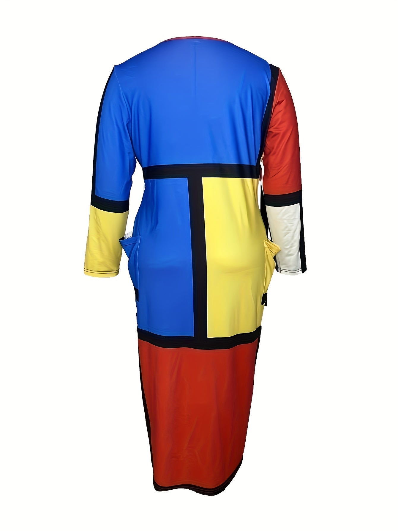 Women's Plus Colorblock Long Sleeve Maxi Dress