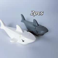 2pcs Shark Underwater World Animal Models DIY Birthday Gift ABS Material Gray
