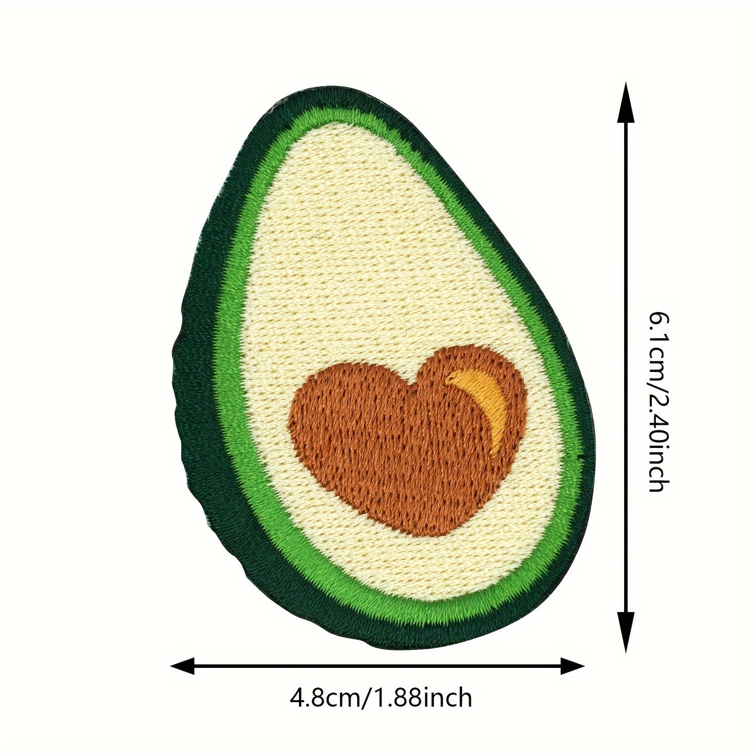 Heart Avocado Embroidered Morale Patch PVC Applique Fastener Hook & Loop