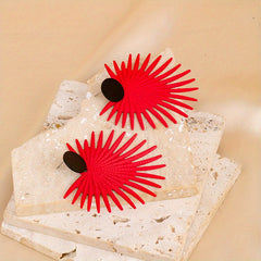 Fan Shape Dangle Earrings Punk Style Iron Jewelry