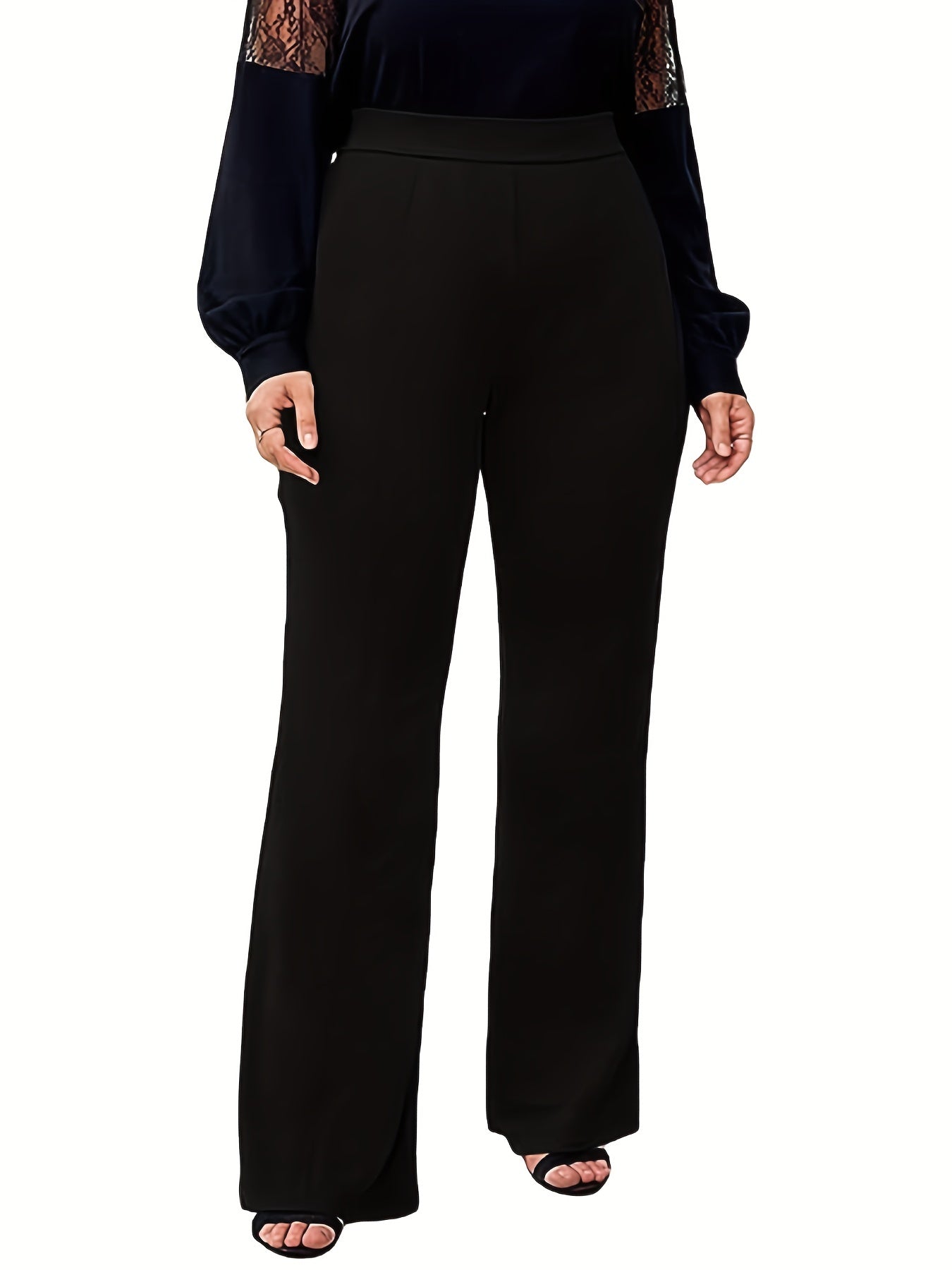  High Waist Straight Leg Stretch Trousers