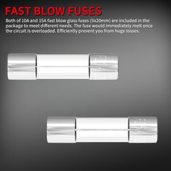5x20mm Panel Mount Fuse Holder 12V DC 250V AC Screw Cap Fuse Holders