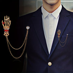 Skull Palm Brooch Halloween Jewelry Men Gift