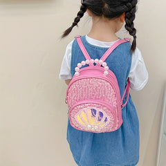 Sequins Backpack for Kids Faux Pearl Handle Bag