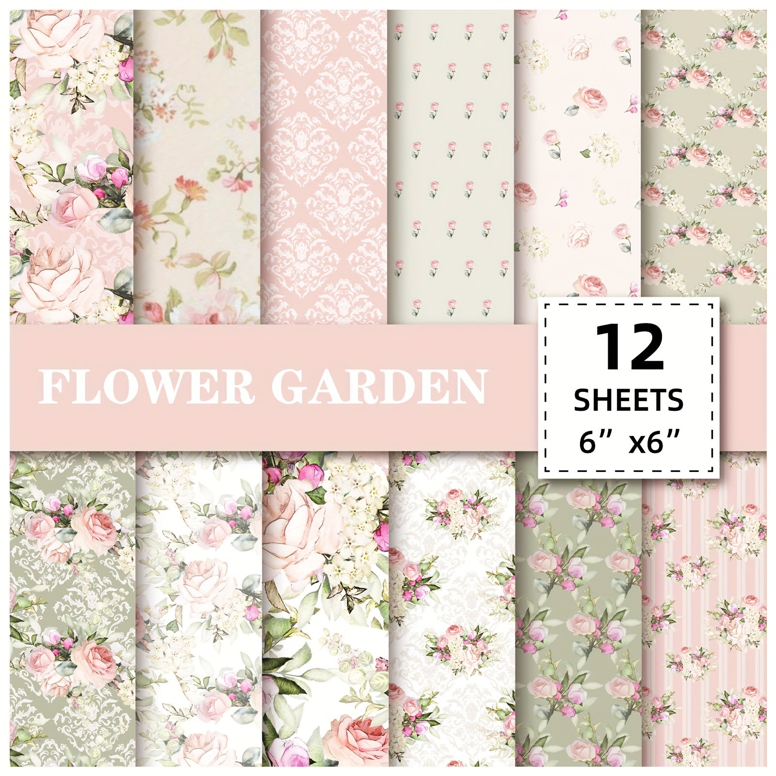 12pcs Flower Series Scrapbook Paper Background DIY Photo Album Art Card