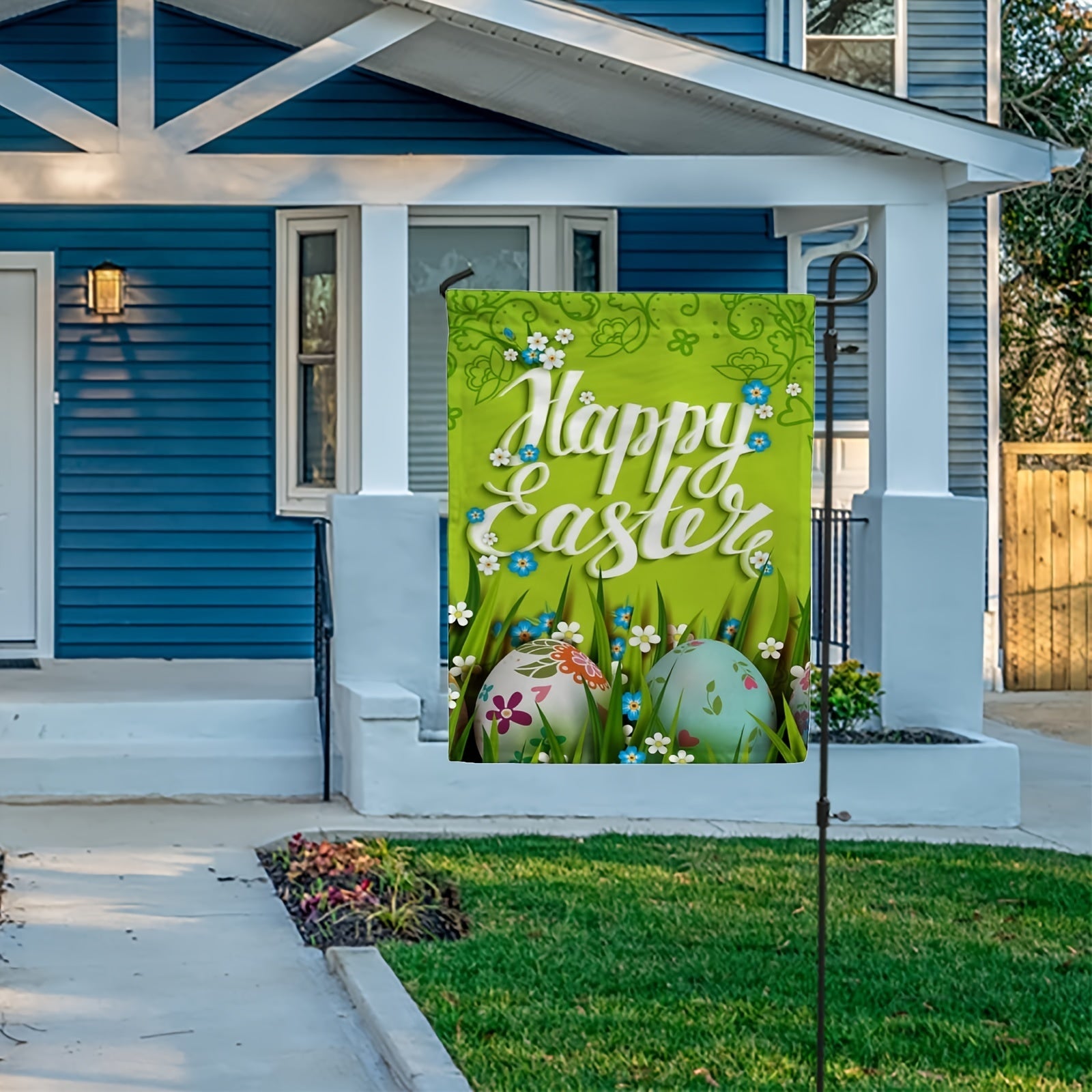 Easter Garden Flag Rabbit Floral Flowers Hello Welcome Spring House Flags