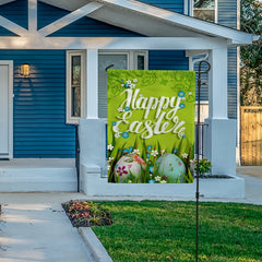 Easter Garden Flag Rabbit Floral Flowers Hello Welcome Spring House Flags