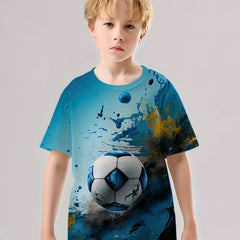 Football 3D Print Boys T Shirt Short Sleeve Tee For Kids