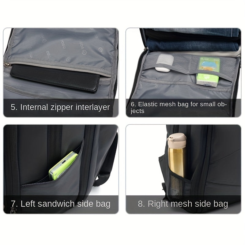 Anti Theft Durable Laptop Backpack USB Charging Port Water Resistant College Bag
