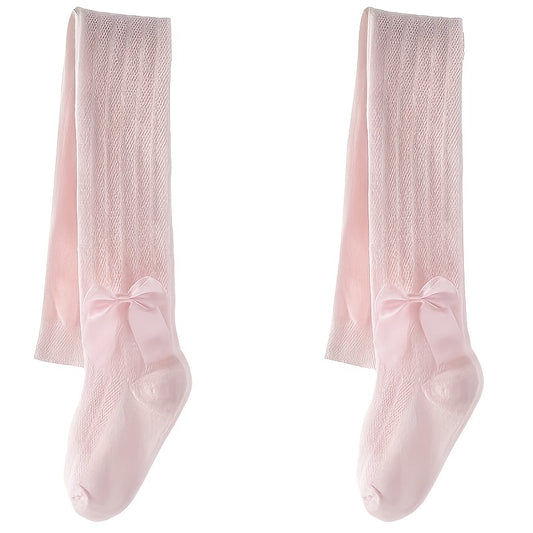 Girls Bowknot Mesh Breathable Pantyhose Knitted Leggings
