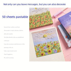8pcs Painting Sticky Notes Student Message Notes Scenery Notes 50