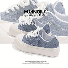 HUANQIU Star Decor Lace-up Low Skate Shoes Platform Sports Sneakers