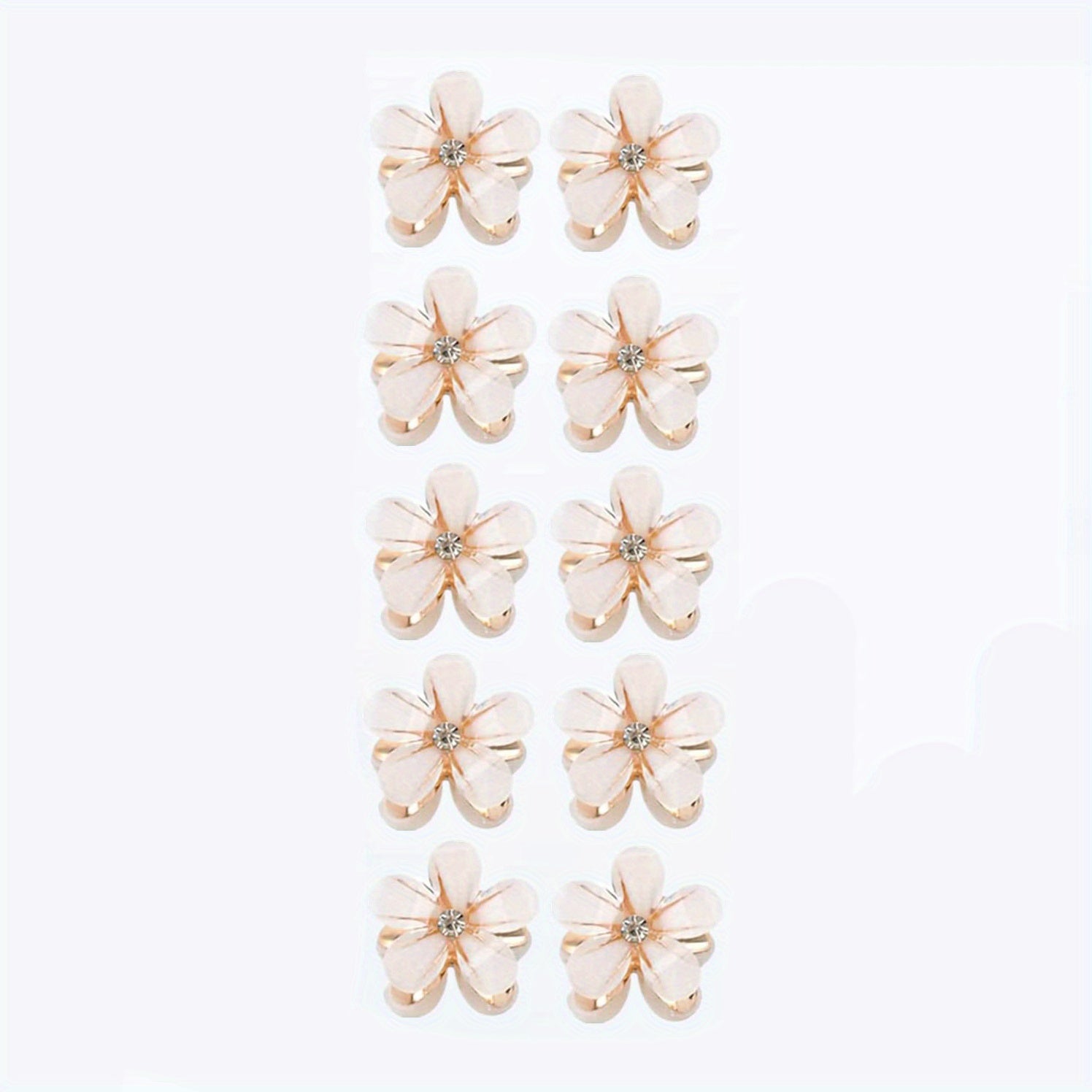 10pcs Faux Pearl Hair Clips with Flower Embellishments