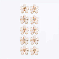 10pcs Faux Pearl Hair Clips with Flower Embellishments